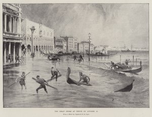 De grote storm in Venetië op 15 oktober door Charles Auguste Loye